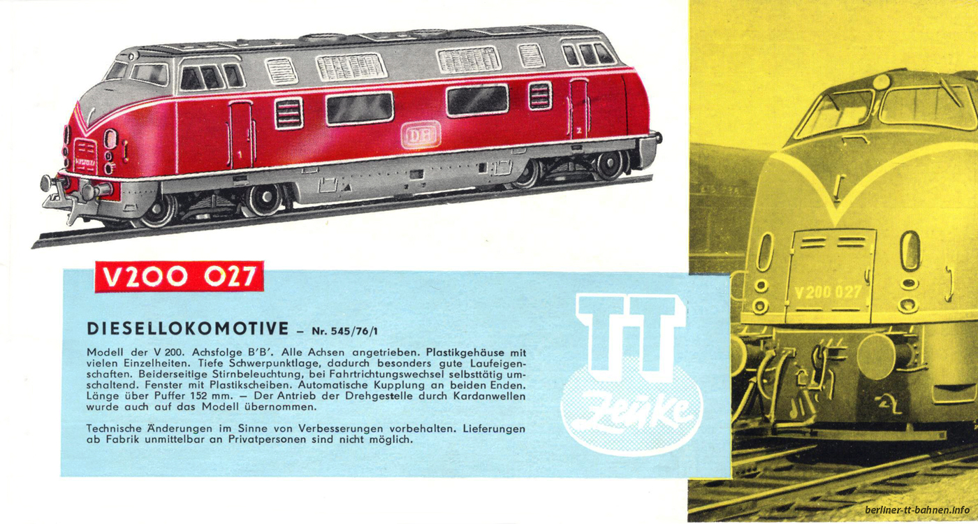 Zeuke TT-Bahnen, Katalog 1966 / 67