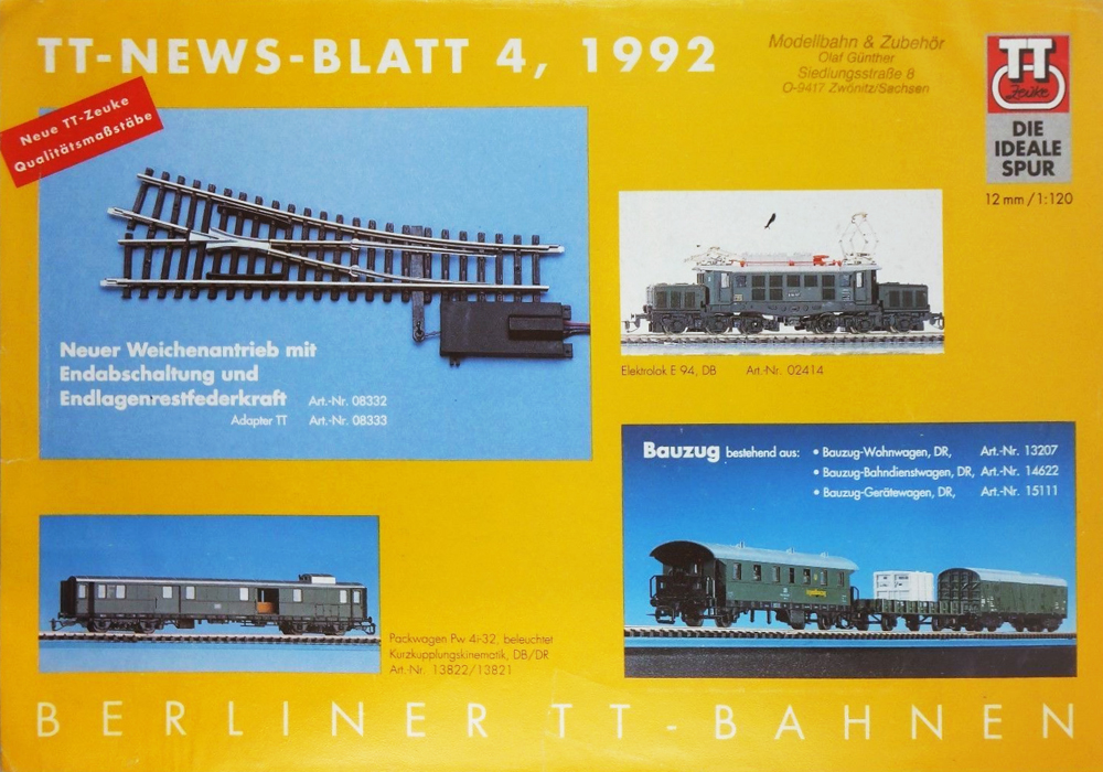 TT - Zeuke, Neuheiten 1992 - NEWS-BLATT - 4